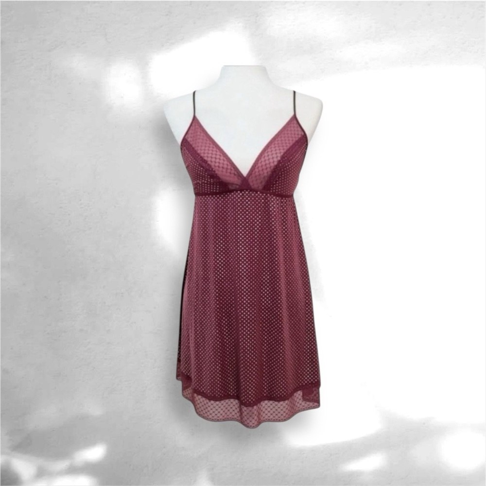 Victoria’s Secret y2k era burgundy Polka Dot Chemise size large